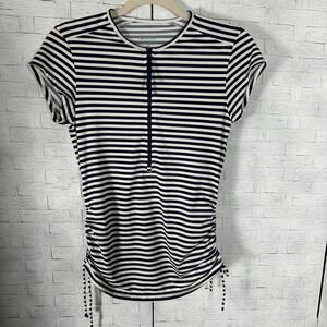 Carve Designs women’s athletic top 3/4 zip drawstring side roosted nautical